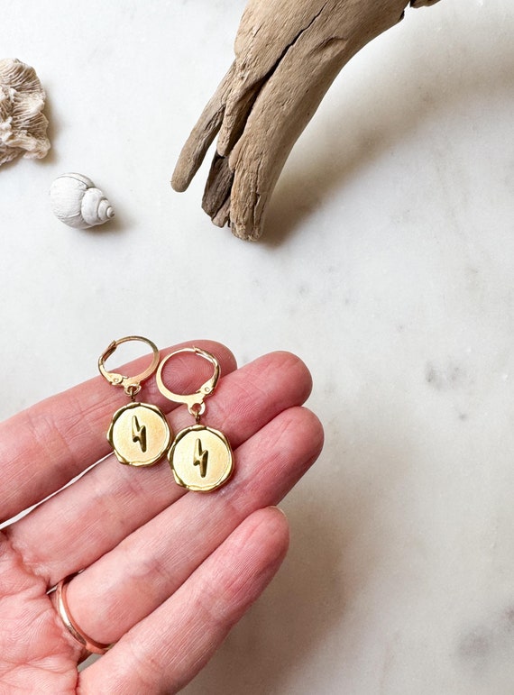 Gold Bolt Earrings, Bolt Earrings, Thunderbolt Earrings, Everyday