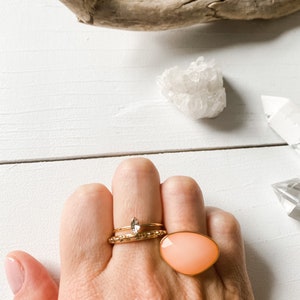 Peach Moonstone Ring, Pantone 2024 Colour, Chunky Ring, Moonstone Ring, Peach Accessories, Statement Ring, Stacking Ring, Peach Gift, image 9