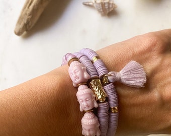 Bracelet Set, Unique Jewelry, Bracelet Stack, Gift for Her, Mom Gift, Wife Gift, Buddha Bracelet, Purple Bracelet, Purple Jewelry