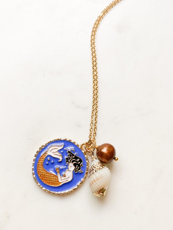 Mermaid Charm Necklace Beach Necklace 