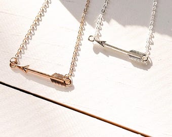 Valentines Cupid Arrow, Galentines Gift, Dainty Arrow Necklace, 14K Gold Vermeil or Silver, Tarnish-Resistant