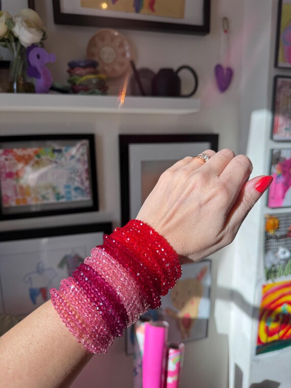 Bracciale Elastico Donna In Acciaio Inox 316L Con Cristalli, Perimetro 17,27 Cm, Design Con Perline, Porta Fortuna, Regalo Per Amiche