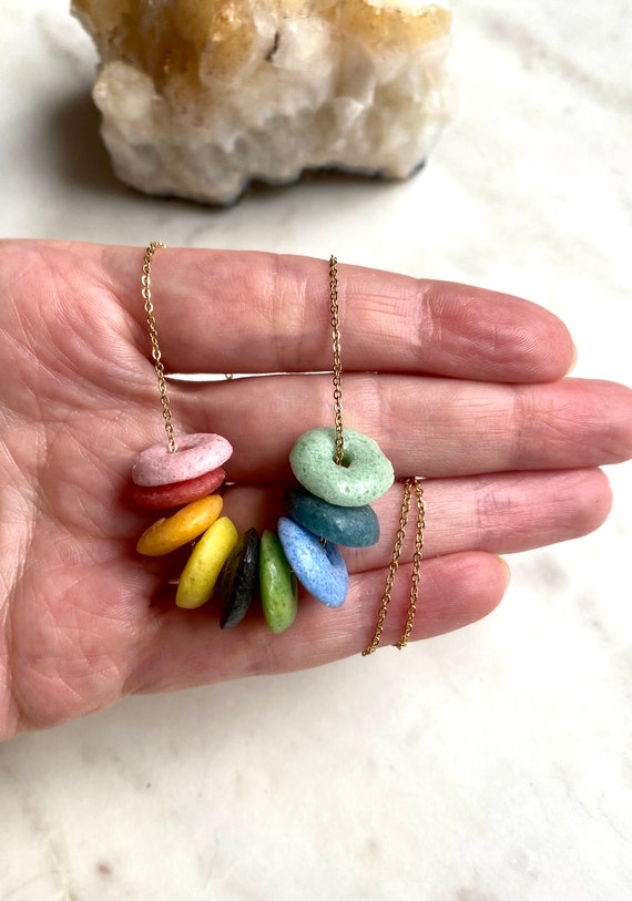 Rainbow Ceramic Necklace Eco Friendly Jewelry Sustainable