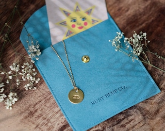 Custom Hand Stamped Bear Necklace, 14K Gold Vermeil, Personalized Mom Gift