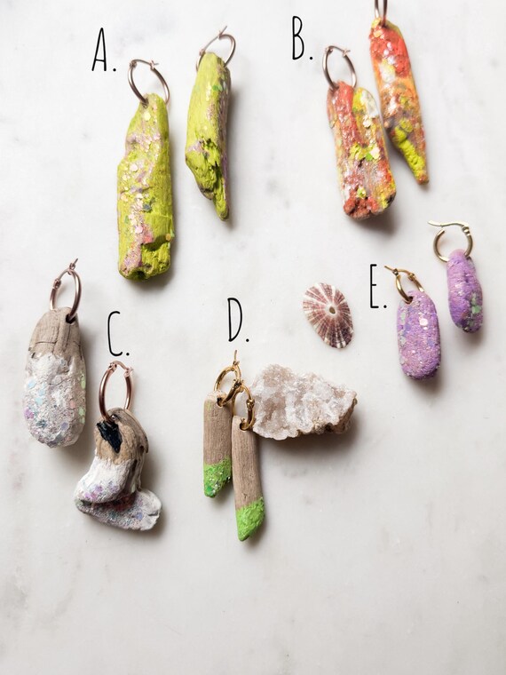 Huggie Driftwood Earrings, Sustainable Earrings, Dangly Earrings