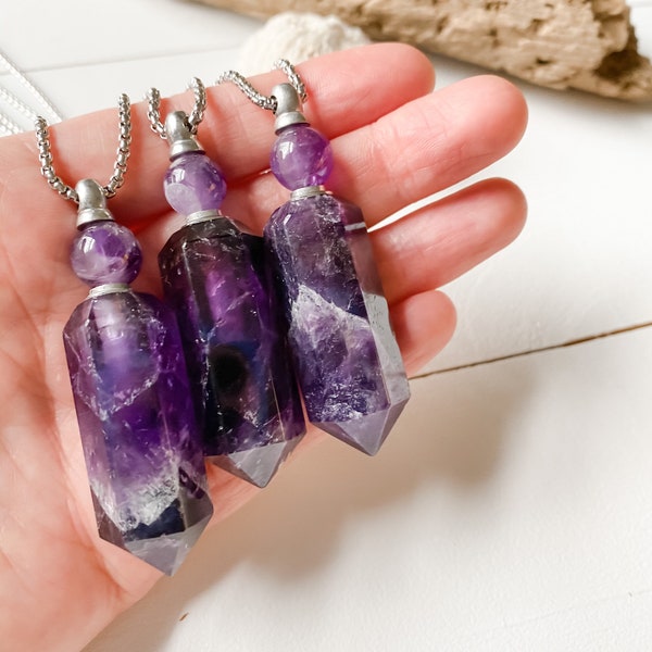 Diffuser Amethyst  Necklace, Aromatherapy Necklace, Diffuser Necklace, Essential Oil Necklace, Oil Diffuser Necklace, Perfume Necklace