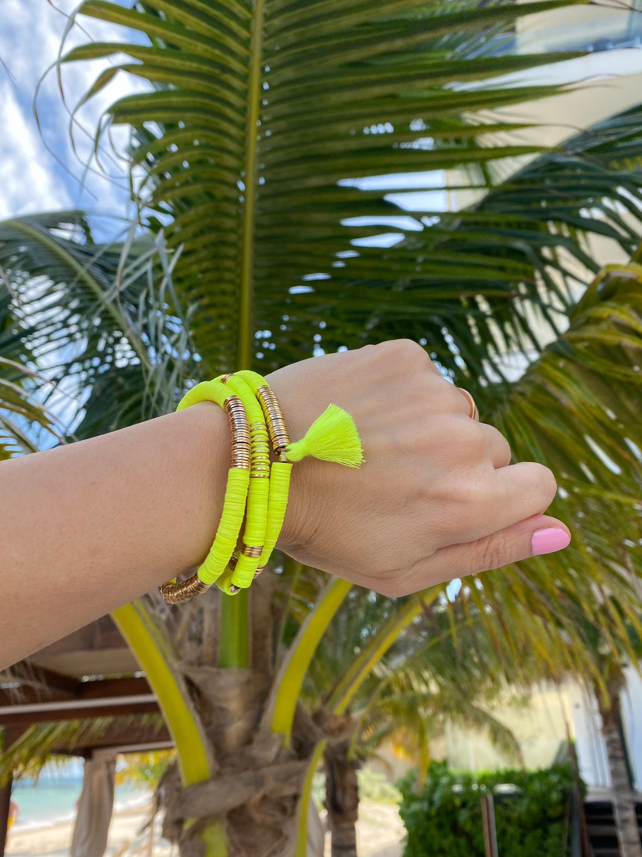 Bracelet jaune fluo tendance bijoux fantaisie