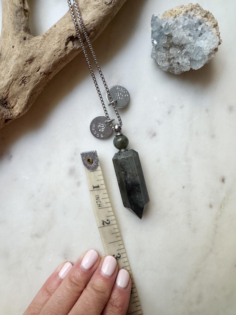 Custom Crystal Pet Urn Necklace, Memorial Keepsake with Hand Stamped Tag image 2