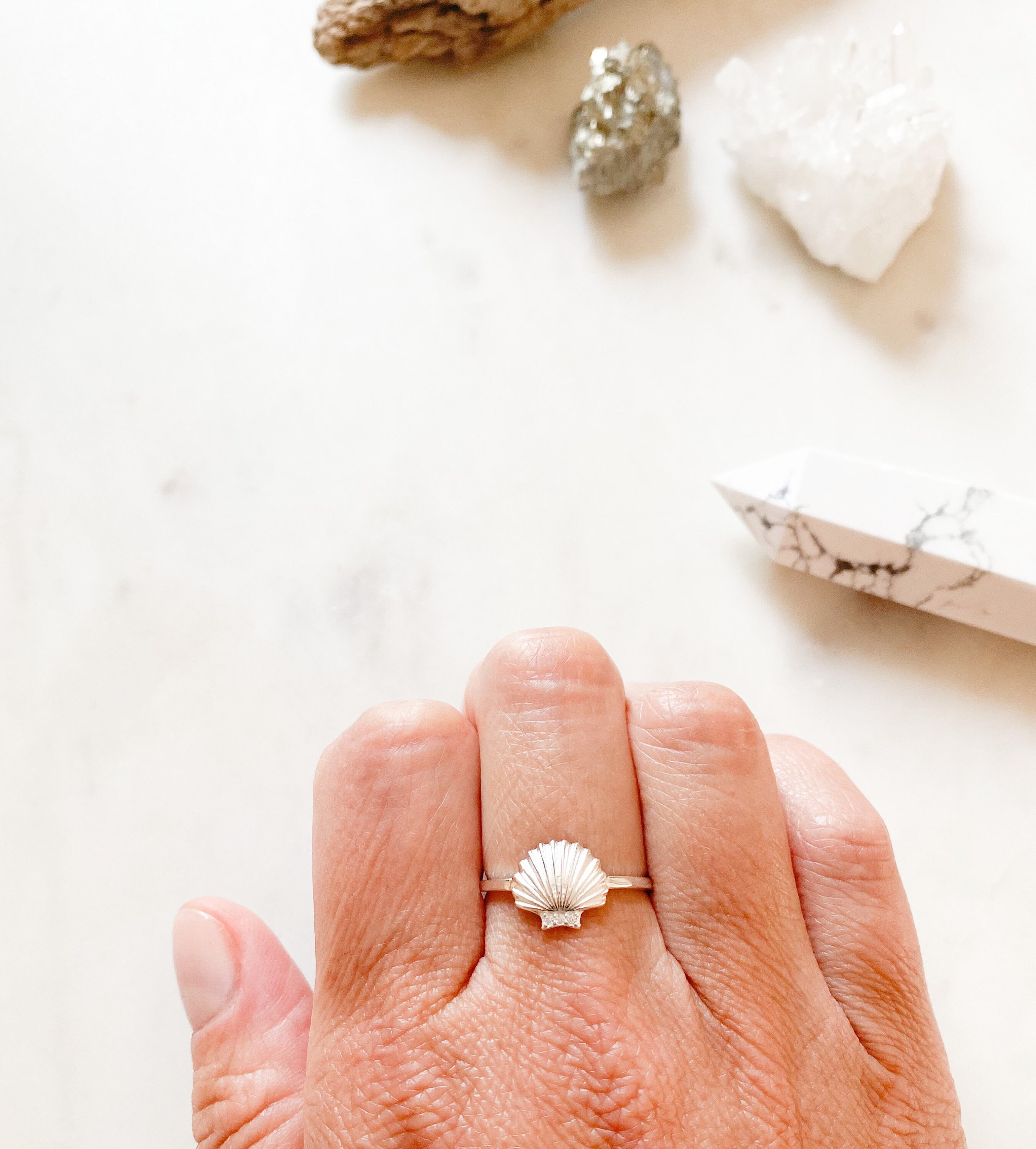 925 Sterling Silver Shell Ring, Beach Jewelry, Summer Ring