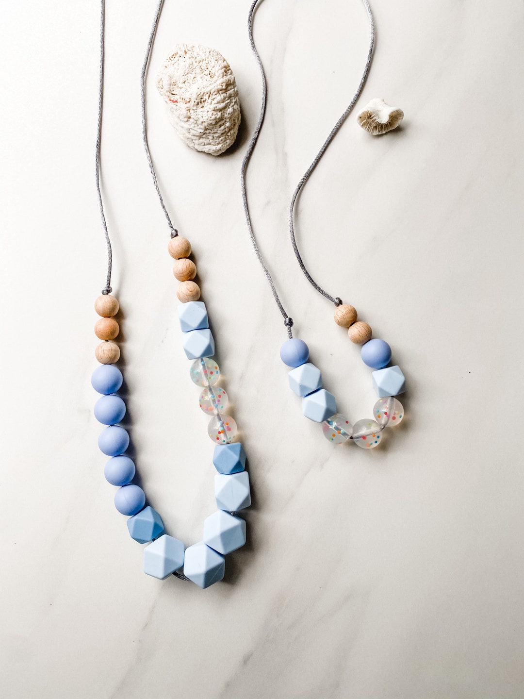 Matching Pastel Blue Bead Necklace Set, Mama and Me Gift - Etsy