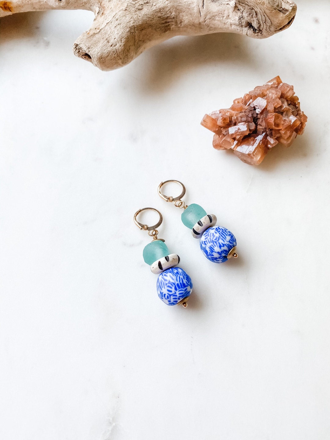 Largo - Boucles D'oreilles Verre Murano Turquoise Et Argent