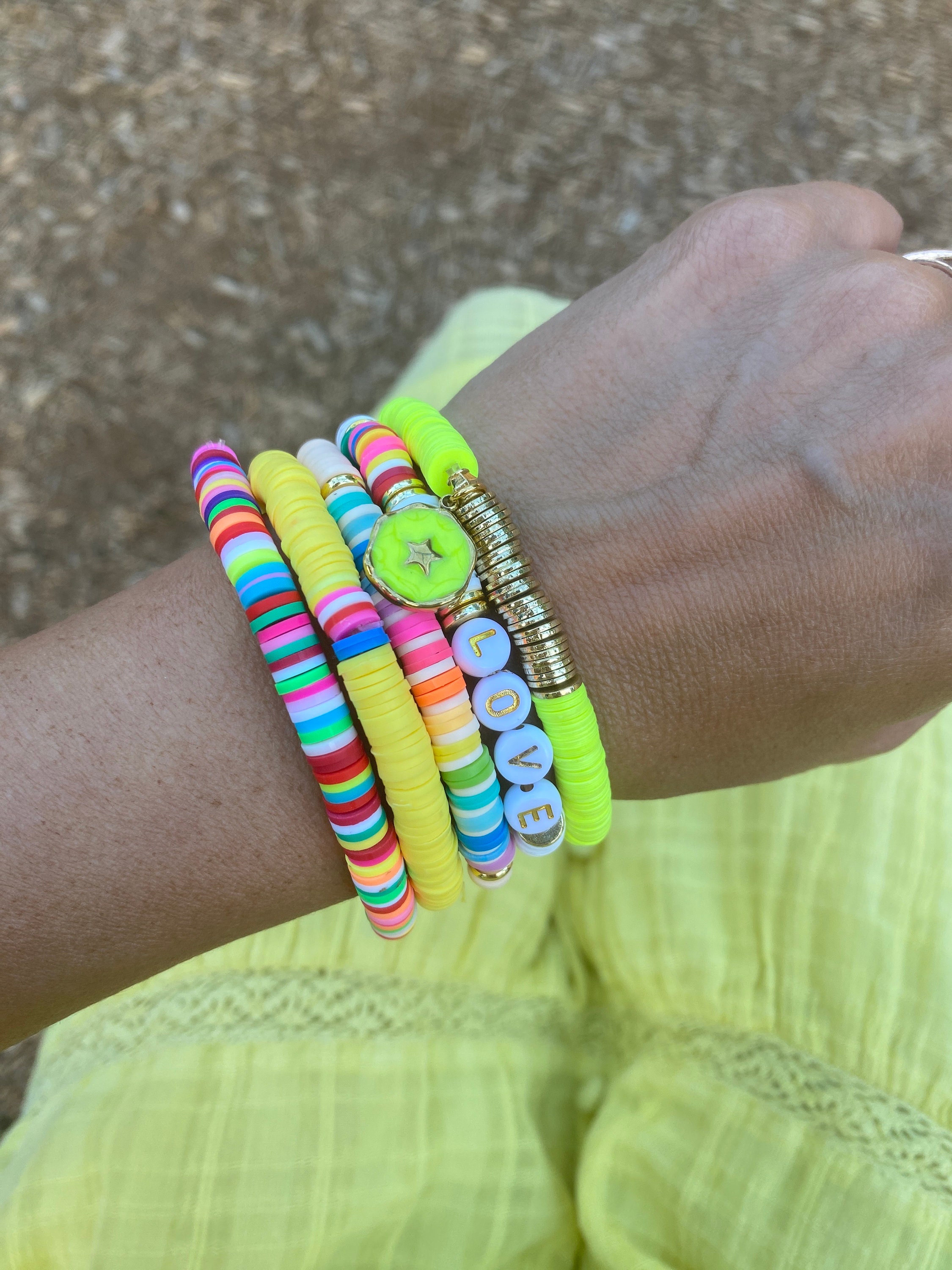 Humble Hilo Bracciale Artigianale Con Perline In Ceramica – Elastico, Grosso, Multicolore – Gioiello Bohémien Donna – Taglie Piccola E Grande