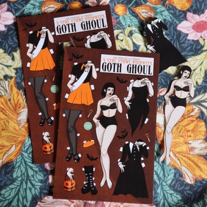 Ein sehr Vintage Goth Ghoul A5 Kunstdruck | Papierpuppe Kunstdruck |