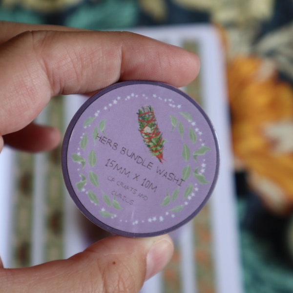 Herb Bundle Washi Tape | Herb Washi | Smudge Bundle Purple Washi | Witchcraft and Magical Washi