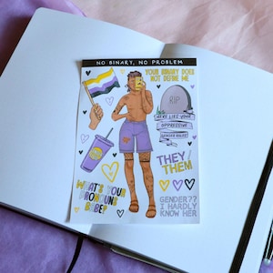 Non-Binary Pride Sticker Sheet | enby Stickers | Queer Stickers | Pride Stickers