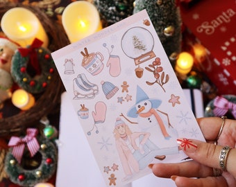 Winter Wonderland Pastel Sticker Sheet | Christmas Holidays Bujo Journal Planner Stickers