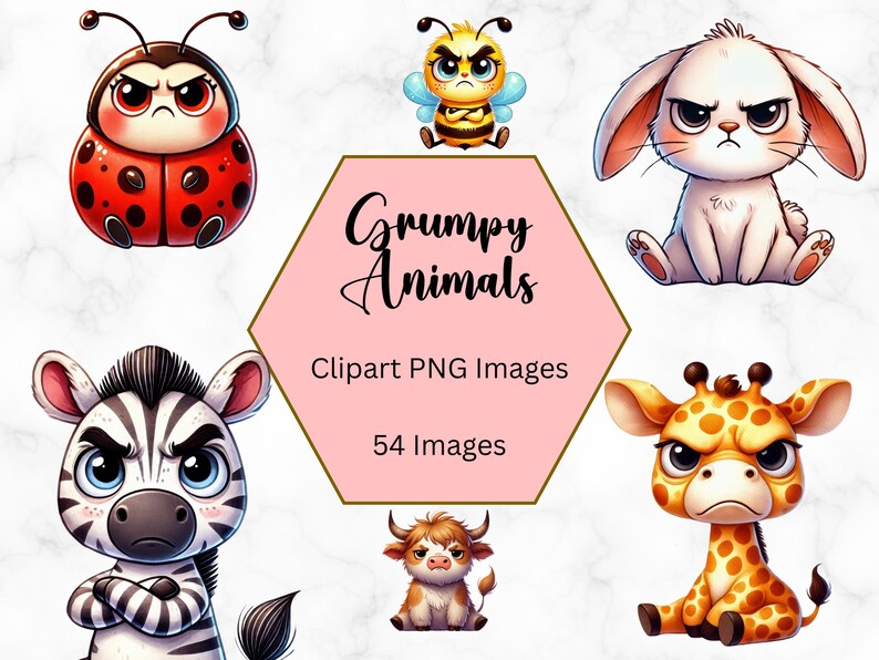 Grumpy Animals PNG Clipart – Cute Grumpy Pet Illustrations Digital ...