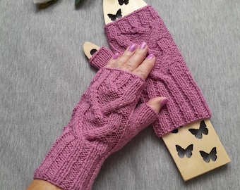 Fingerless Mittens, Womens knit handmade mittens, fingerless gloves, gift for girl, knit winter warmers, Mother's Day gift, wrist warmers