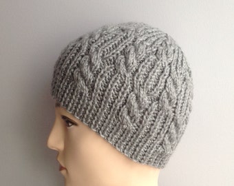 Winter Men Beanie, Knit mens Hat, Hand Knit Beanie, men's knit hat, men knit winter accessories, grey knit hat boy, boyfriend gift christmas