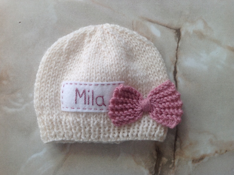 Baby Knit Beanie Baby Hat With Name Personalized Baby Hat Etsy