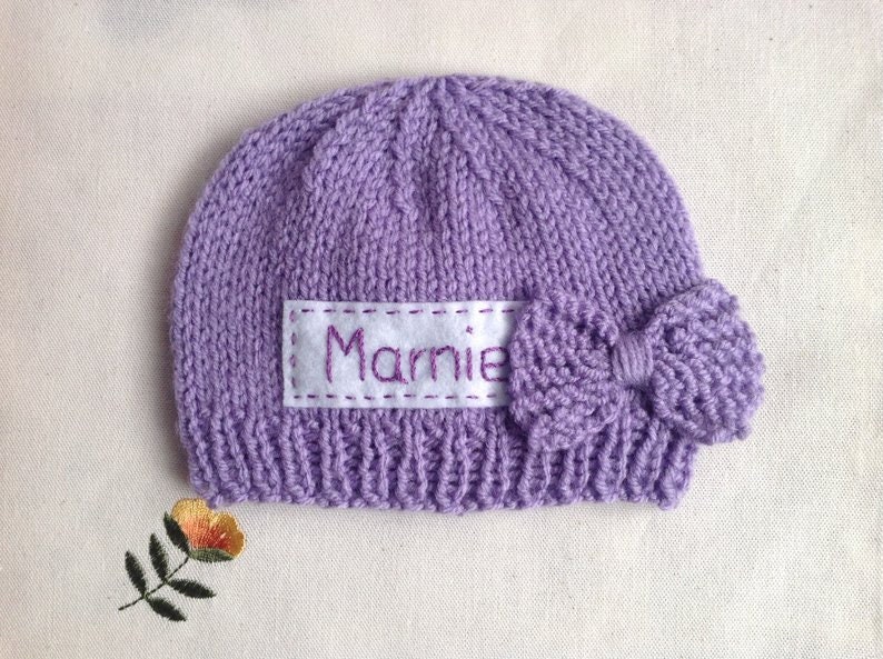Baby Knit Beanie Baby Hat With Name Personalized Baby Hat Etsy