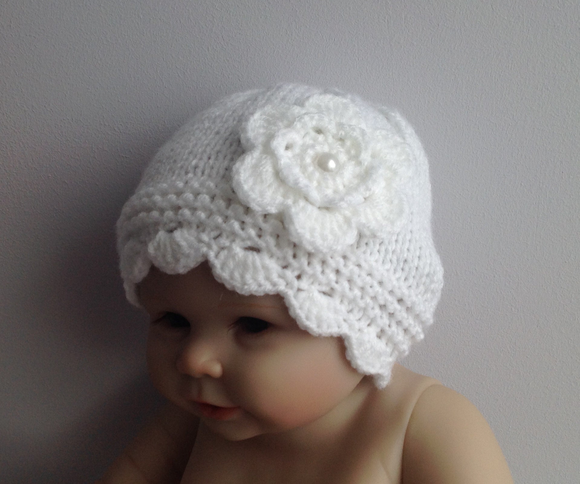 Baby knit beanie baby hat white beanie baby knit hat | Etsy