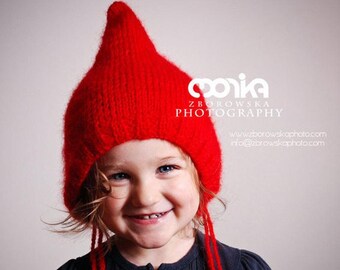 Gorro rojo de punto para bebés, gorro de bebé de Navidad, gorro de punto para bebés, gorro de niña hecho a mano, accesorio fotográfico para recién nacidos, gorro de punto para bebés, gorro de punto para bebés