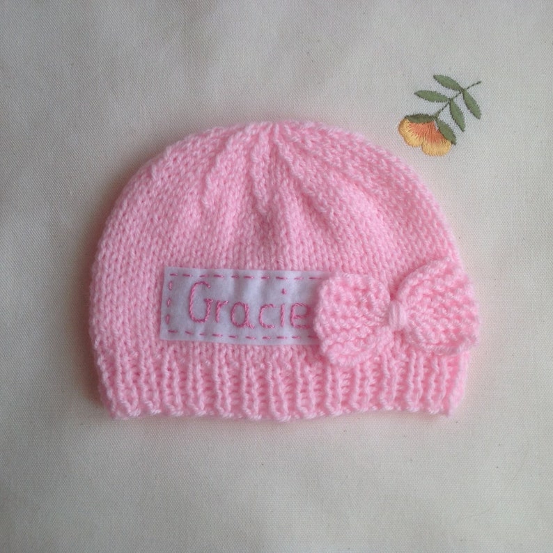 Baby Knit Beanie Baby Hat With Name Personalized Baby Hat Etsy