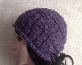 Womens Slouchy Beanie, Hand Knit Beanie, women knit purple hat, women knit beanie, winter accessories, gift for her, spring hat for girl