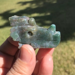 Moss Agate Dragon Head