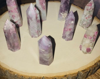 Pink Tourmaline and Lepidolite Towers (A-D)