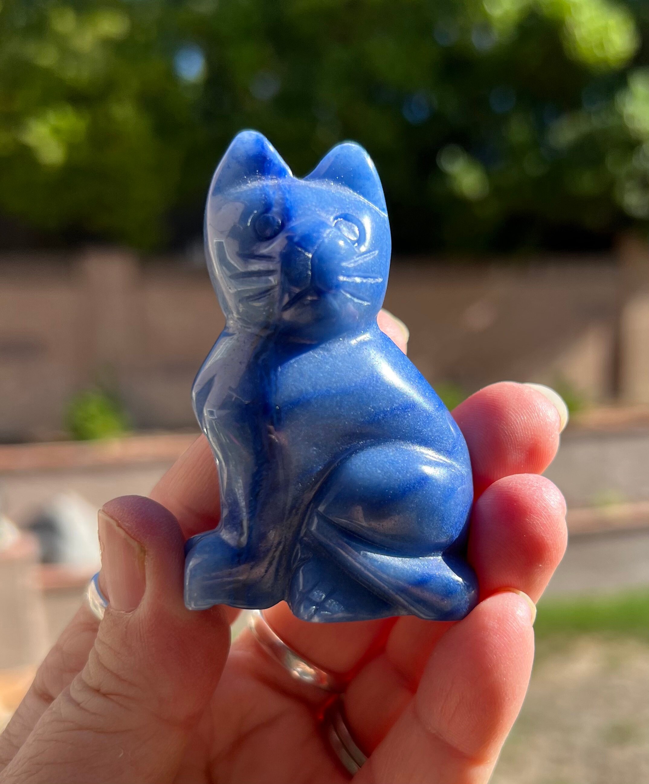 blue cat figurine