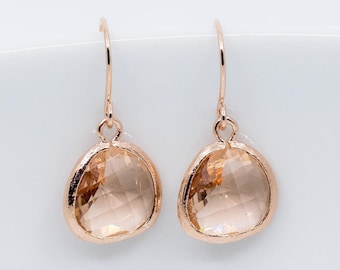 Earrings rose gold peach, apricot, earrings rose gold plated