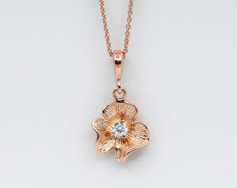 Rose gold flower necklace, flower pendant necklace, rose gold plated flower necklace