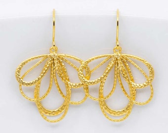 Earrings gold plated leaves, petals, fans