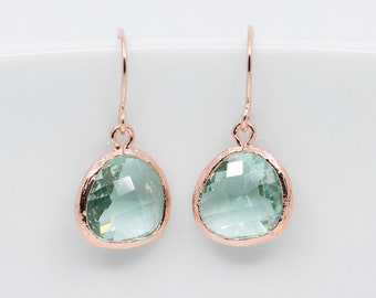 Earrings rose gold erinite green, earrings rose gold plated green, earrings rose gold erinite