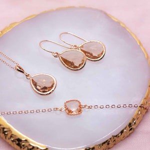 Rose gold peach jewelry set