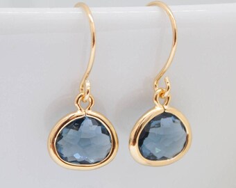 Earrings Blue dark blue Navy navy pierced