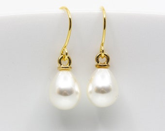 Earrings gold plated pearls, drop earrings