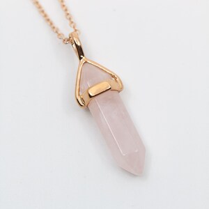 Rose gold rose quartz chain, long necklace, rose quartz necklace image 6