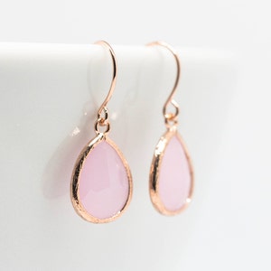 Earrings rose gold pink, drop earring rose gold pink, earrings rose gold, bridal earrings, wedding jewelry, bridesmaids, jewelry