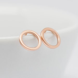 Earrings rose gold circle mat studs