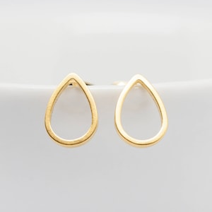 Earrings gold plated matt drops, stud earrings, drop, teardrop, minimalist