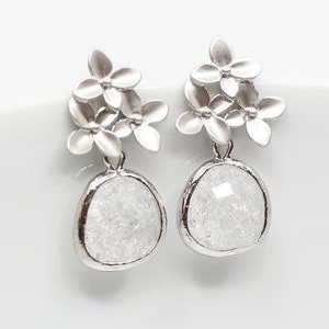 Earrings Silver Plated Crystal Flower Silver Stud Earrings Bridal Jewelry Bridal Earrings Wedding Jewelry Bridesmaids Jewelry