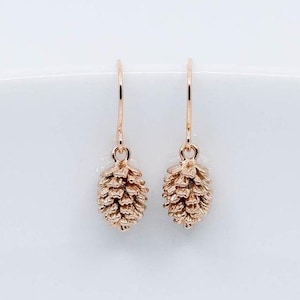 Earrings rose gold pine cones, earrings cones, earrings rose gold plated fir