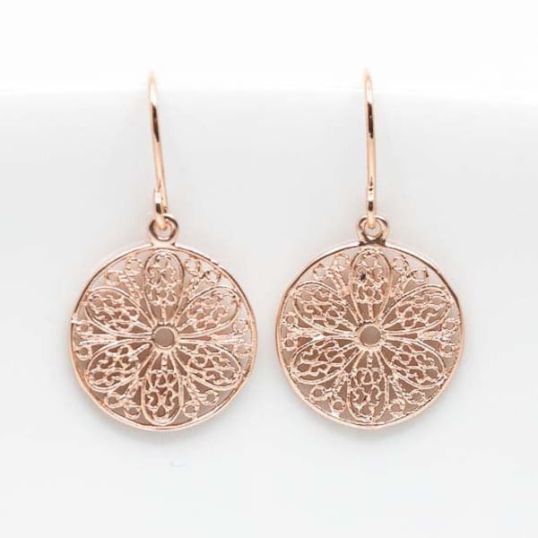 Ohrringe Rosegold Boho Ornamente, Ohrhänger rosevergoldet Hippi, Festival