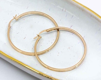 Boucles D'oreilles Créoles Bijouxia - Diamètre 4.5 Cm, Plaqué Or Rose 18 Carats - Neuves Avec étiquettes