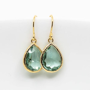 Earrings gold plated erinite green, drop earrings, earrings golden green, crystal, bridal earrings, wedding jewelry, bridesmaids