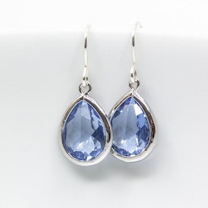 Orecchini argento blu, blu zaffiro, orecchini pendenti gocce azzurro, orecchini argento azzurro