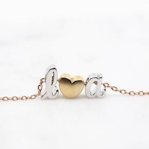 Kette Buchstaben Herz, personalisierte Kette, Kette Initiale Herz, Halskette Buchstaben Geschenk, Buchstabenkette Herz, Schreibschrift